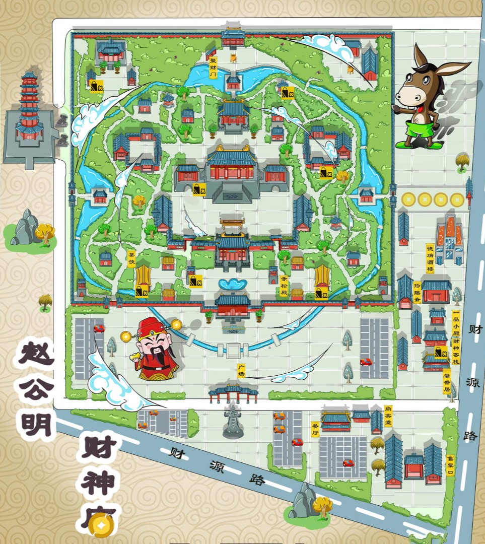 凤县寺庙类手绘地图